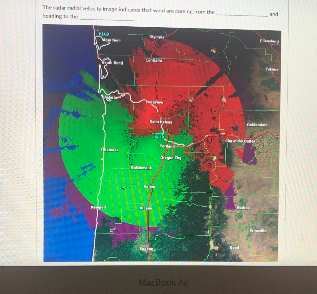 Solved The radar radial velocity image indicates that wind