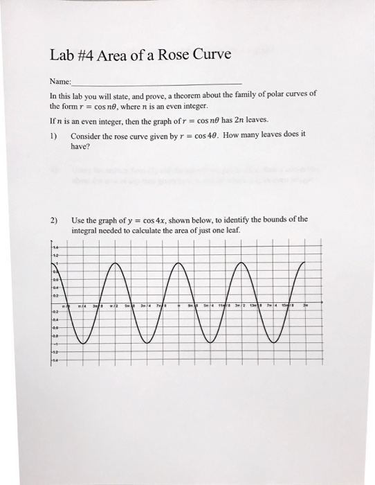 Solved Lab #4 Area of a Rose Curve Name: In this lab you | Chegg.com