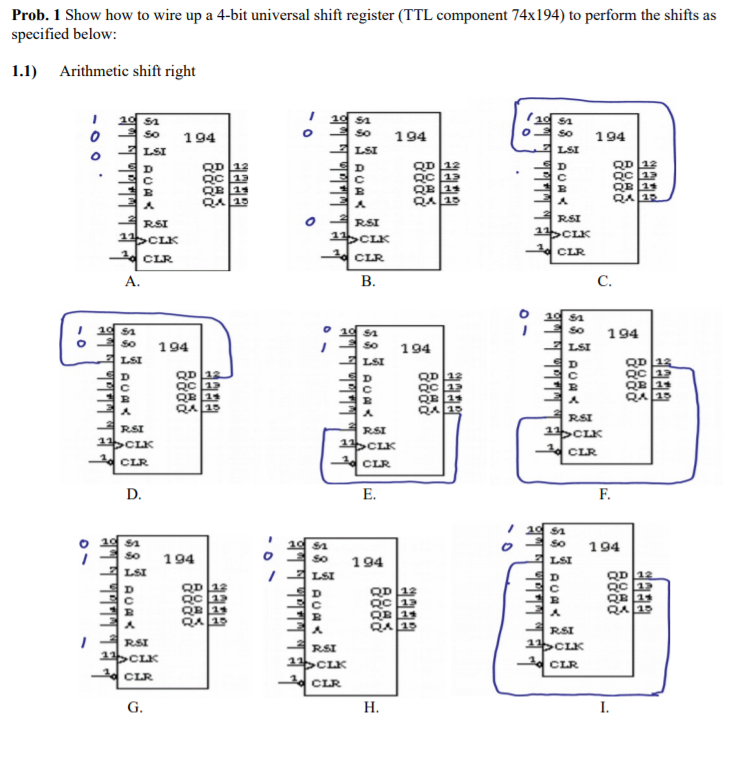 Solved Prob. 1 Show how to wire up a 4-bit universal shift | Chegg.com