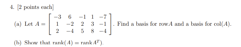 Solved 4. [2 points each ] (a) Let | Chegg.com