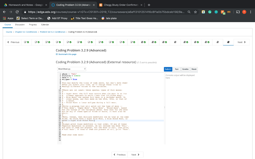 Solved A Homework and Notes Googli O Coding Problem 3.2.9 | Chegg.com