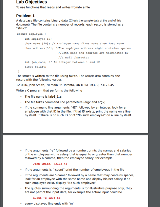 Solved Problem 1 A Database File Contains Binary Data (Check | Chegg.com