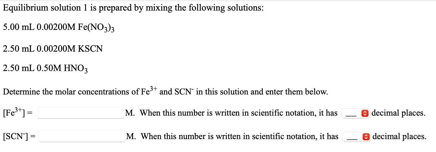 Solved Equilibrium Solution 1 Is Prepared By Mixing The | Chegg.com