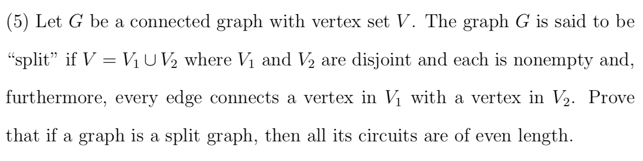 Solved (5) Let G be a connected graph with vertex set V. The | Chegg.com