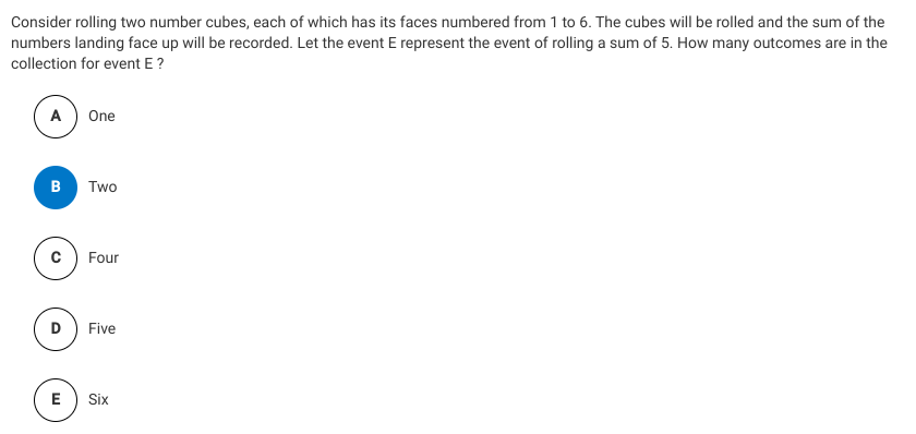 Solved Consider rolling two number cubes, each of which has | Chegg.com