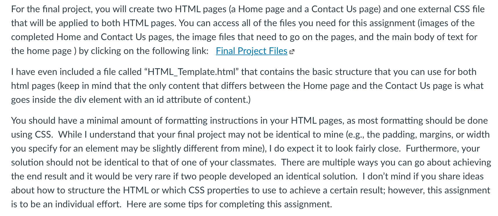 Solved For the final project, you will create two HTML pages | Chegg.com