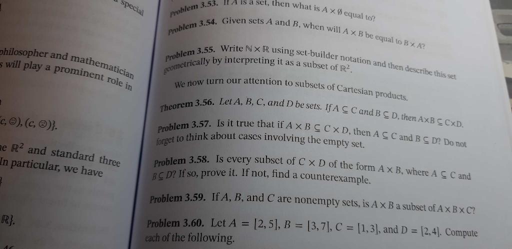 Solved Problem 3.54. Given Sets A And B, When Will A×B Be | Chegg.com