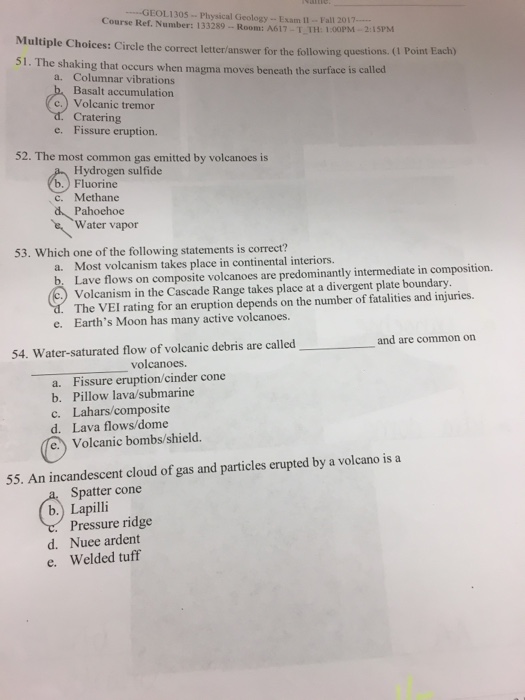 Solved Name GEOL1305 -Physical Geology -Exam 11-Fail 2017 | Chegg.com