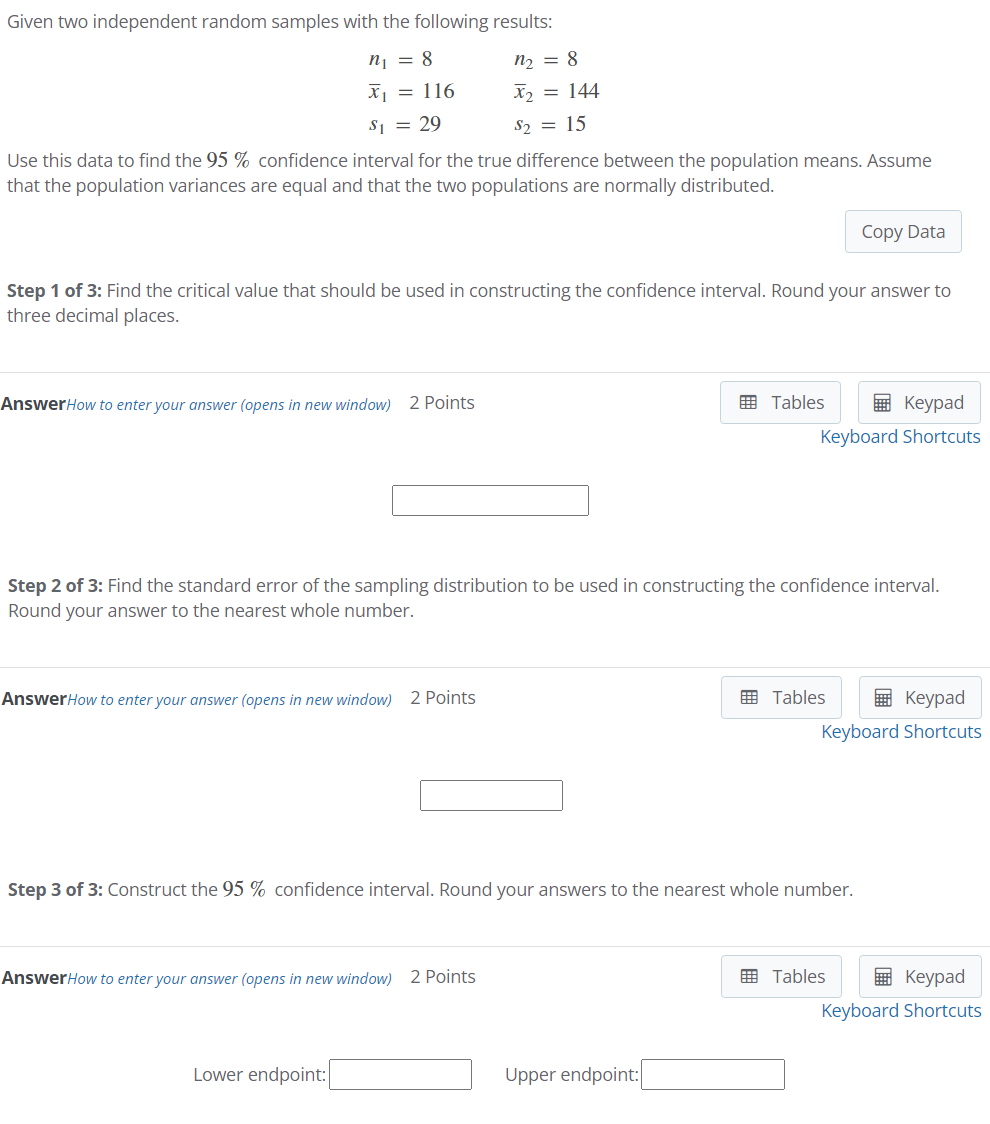 Solved Given two independent random samples with the | Chegg.com