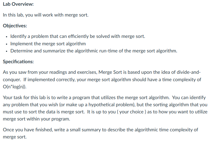 Solved Lab Overview: In this lab, you will work with merge | Chegg.com