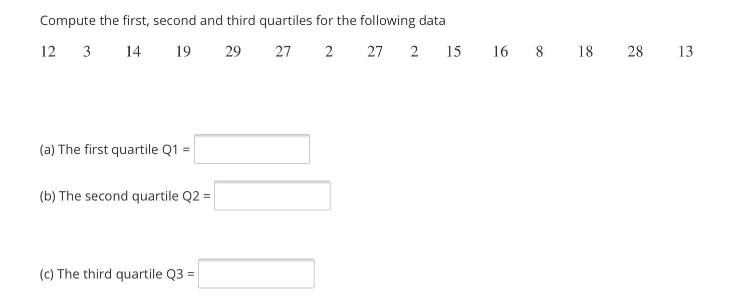 Solved Compute The First, Second And Third Quartiles For The | Chegg.com