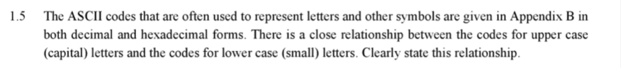 Solved 1.5 The ASCII codes that are often used to represent | Chegg.com