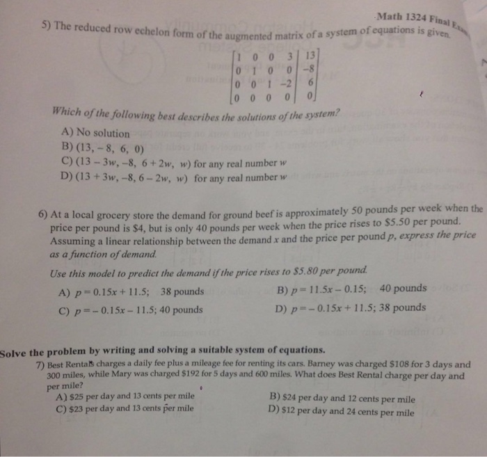 Solved Math 1324 Final is of a system of equations is given. | Chegg.com