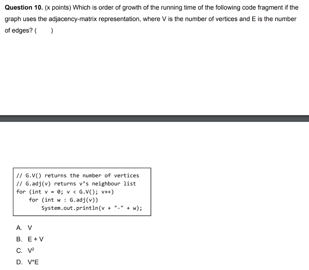 Solved Question 10. (x points) Which is order of growth of | Chegg.com
