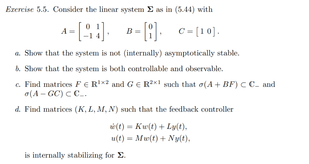 Solved Exercise 55 Consider The Linear System 2 As In