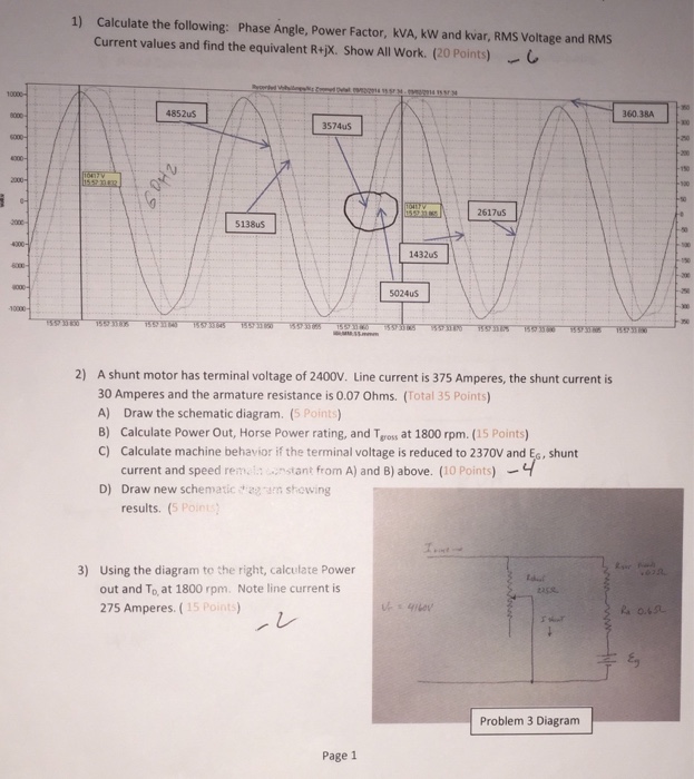 Solved 1) Calculate the following Phase Angle, Power