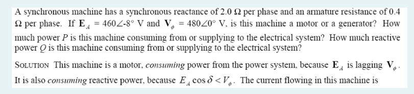 Solved A synchronous machine has a synchronous reactance of | Chegg.com