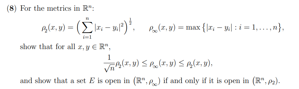 Solved i=1 (8) For the metrics in R