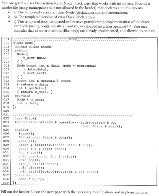 : You are given a class Declaration for a (Node) | Chegg.com