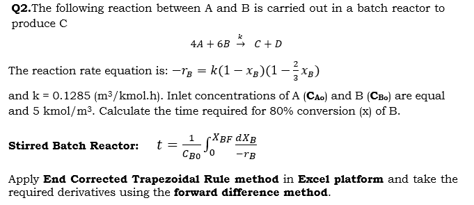 Solved Q2. The following reaction between A and B is carried | Chegg.com