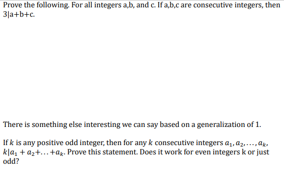 Solved Prove The Following. For All Integers A,b, And C. If | Chegg.com