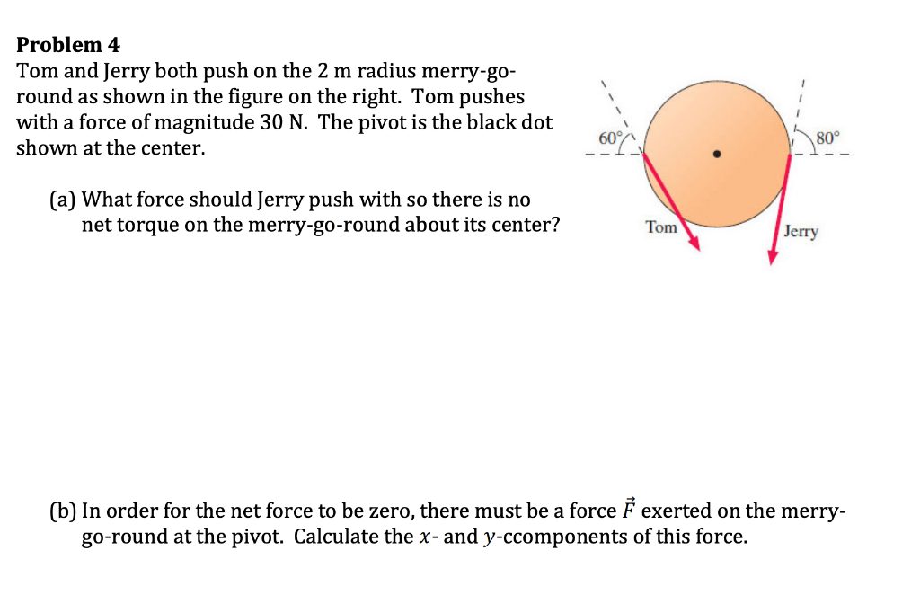 Solved Problem 4 Tom and Jerry both push on the 2 m radius | Chegg.com