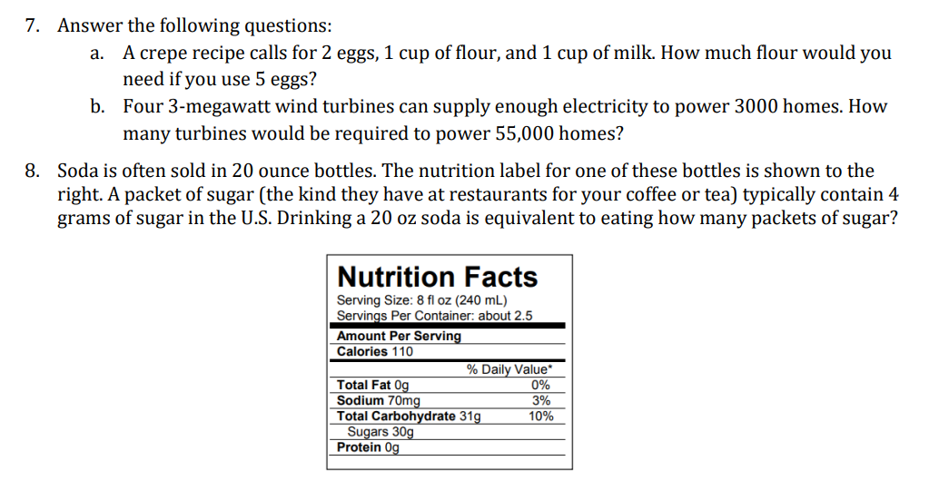 Solved 7. Answer the following questions: a. A crepe recipe | Chegg.com