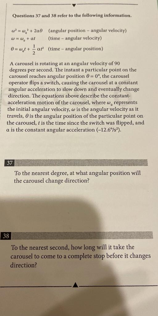 Solved Questions 37 and 38 refer to the following | Chegg.com