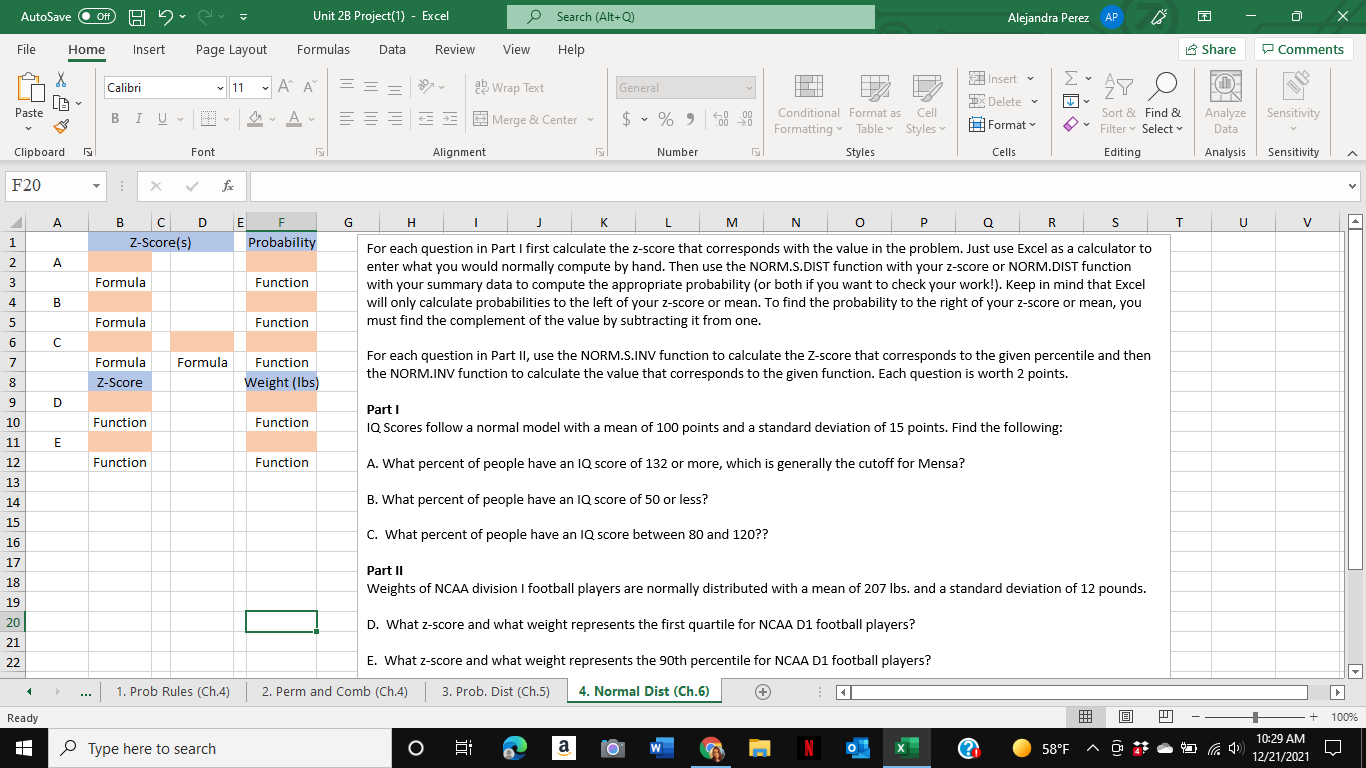 Solved AutoSave Off H. Unit 2B Project(1) - Excel O Search | Chegg.com