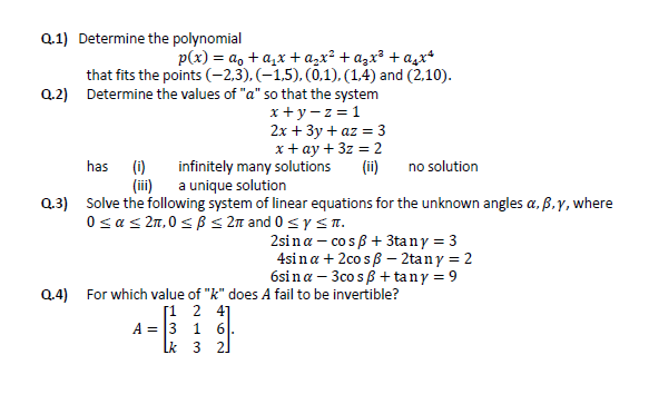 Solved Linear Algebra All questions should be done with | Chegg.com