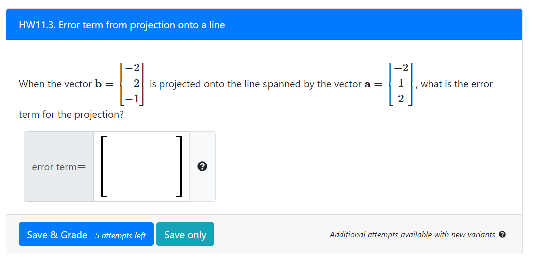 Solved HW11.3. Error term from projection onto a line 2 When