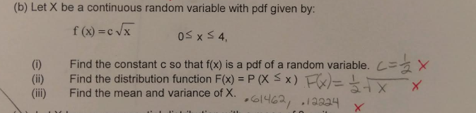 Solved (b) Let X be a continuous random variable with pdf | Chegg.com