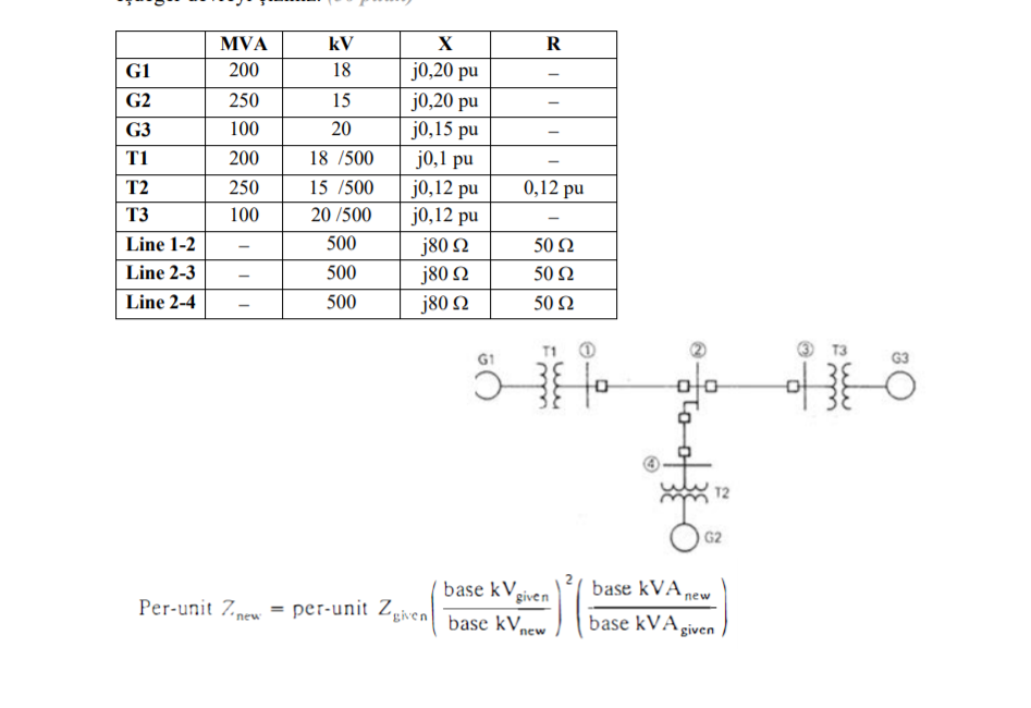 Solved R kV 18 G1 G2 G3 T1 T2 T3 Line 12 Line 23 Line 24