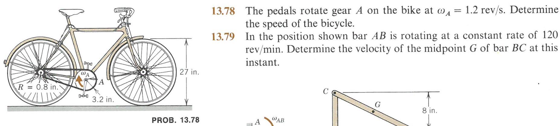 Solved 13.78 The pedals rotate gear A on the bike at | Chegg.com