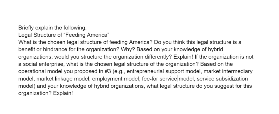 Solved Briefly explain the following. Legal Structure of | Chegg.com