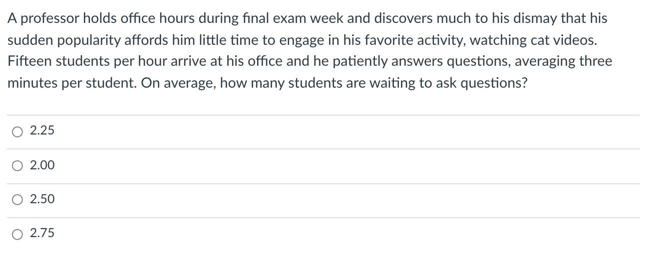 Solved A professor holds office hours during final exam week