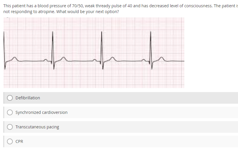 Solved This patient has a blood pressure of 70/50, weak