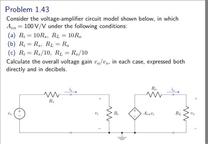 Solved Problem 1.43 Consider The Voltage-amplifier Circuit | Chegg.com