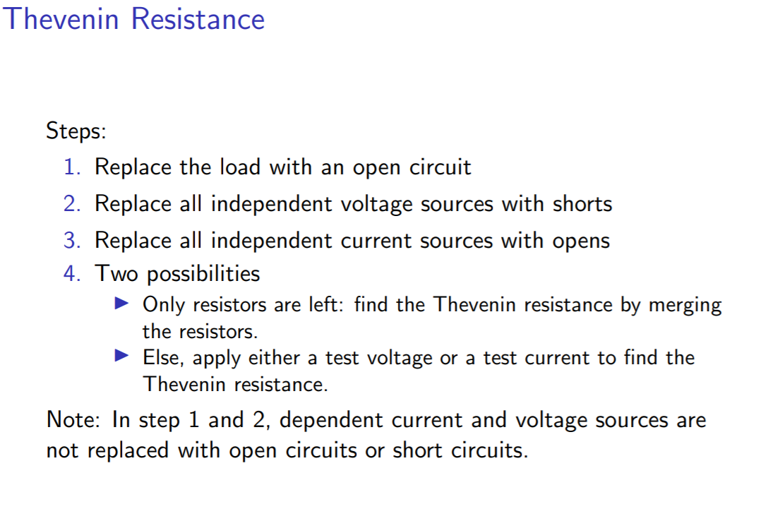 Solved Thevenin Resistance Steps: 1. Replace the load with | Chegg.com
