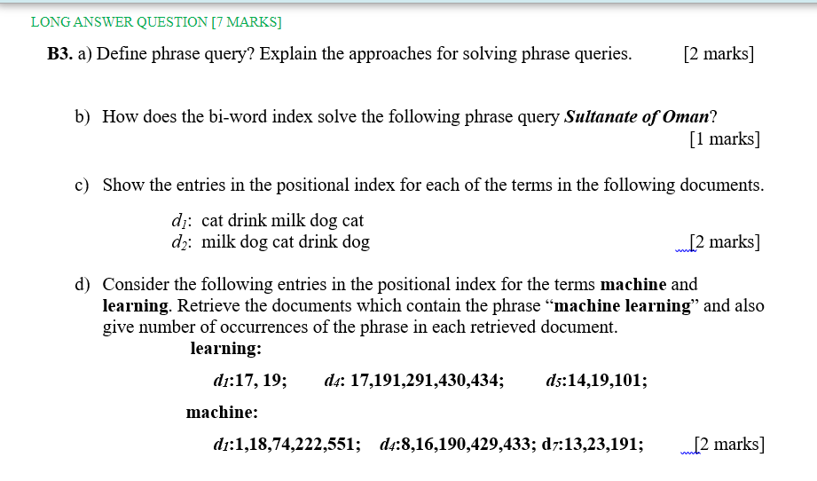 Solved LONG ANSWER QUESTION [7 MARKS] B3. a) Define phrase | Chegg.com