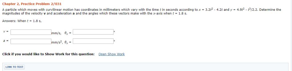 Solved Chapter 2, Practice Problem 2/031 3.2t2- 4.2t and y- | Chegg.com
