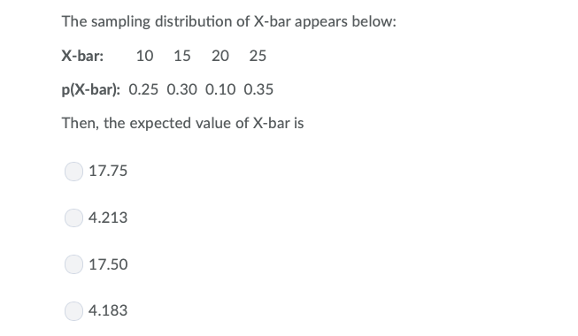 The Sampling Distribution Of X Bar Appears Below Chegg Com