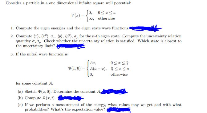 Solved Consider a particle in a one dimensional infinite | Chegg.com