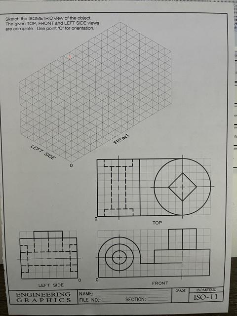 Solved 1::: Sketch the ISOMETRIC view of the object The | Chegg.com