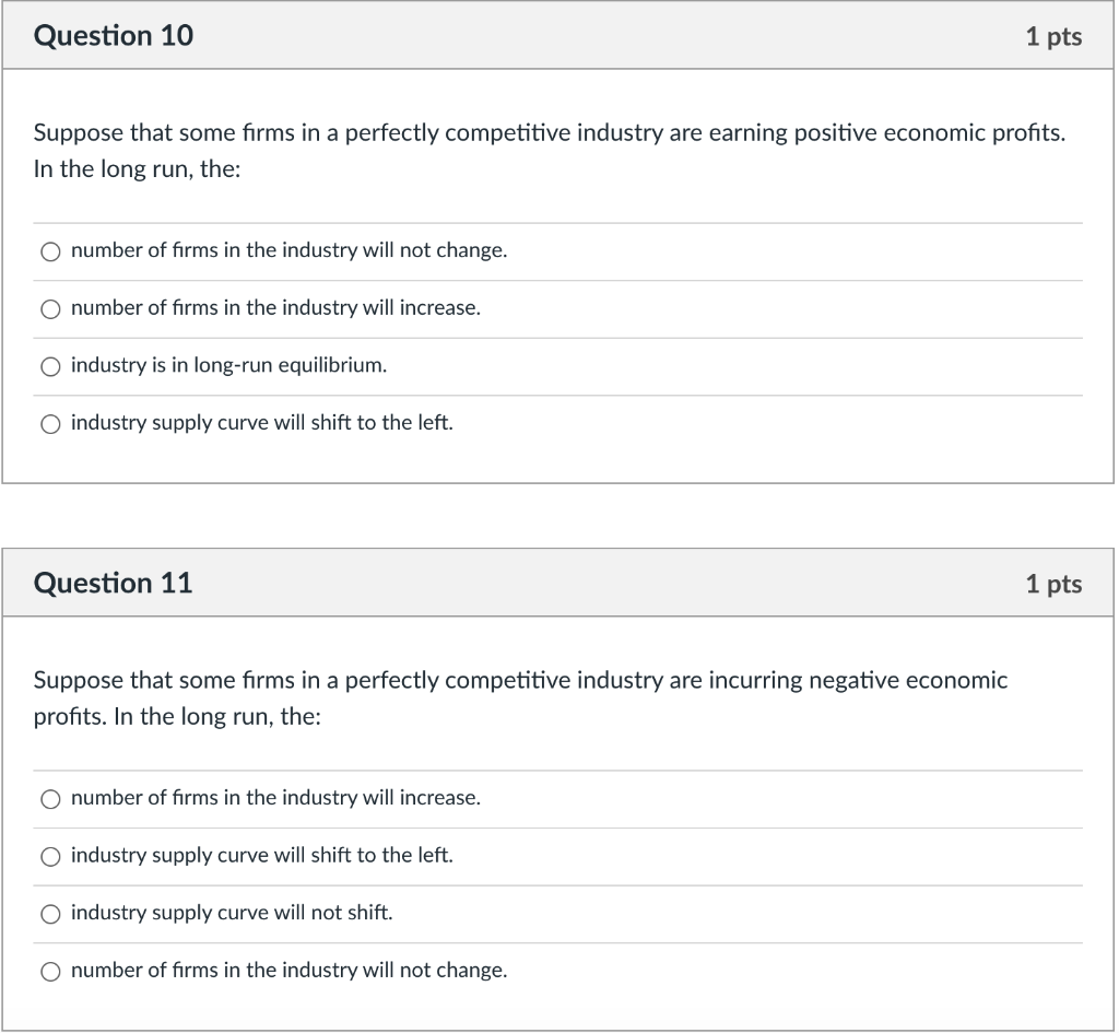 Solved Question 10 1 pts Suppose that some firms in a | Chegg.com