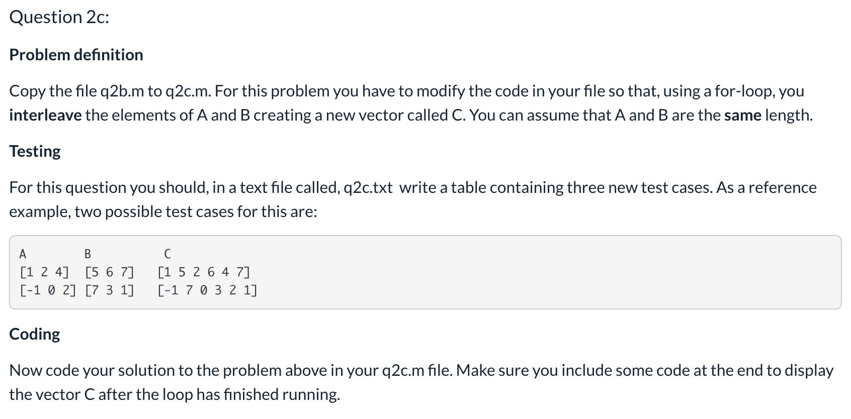 Solved Question 2c: Problem definition Copy the file q2b.m | Chegg.com