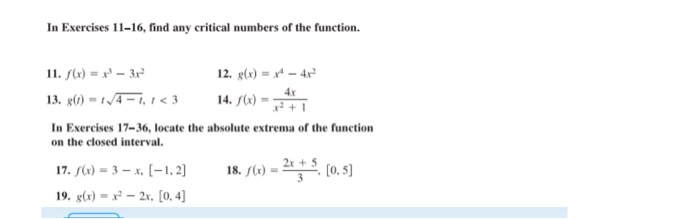 Solved In Exercises 11-16, Find Any Critical Numbers Of The | Chegg.com