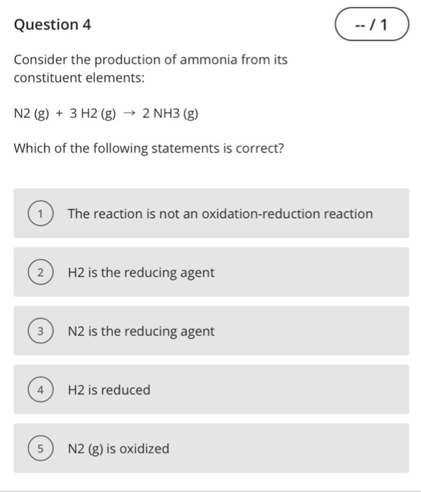 Solved Question 4 Consider the production of ammonia from | Chegg.com
