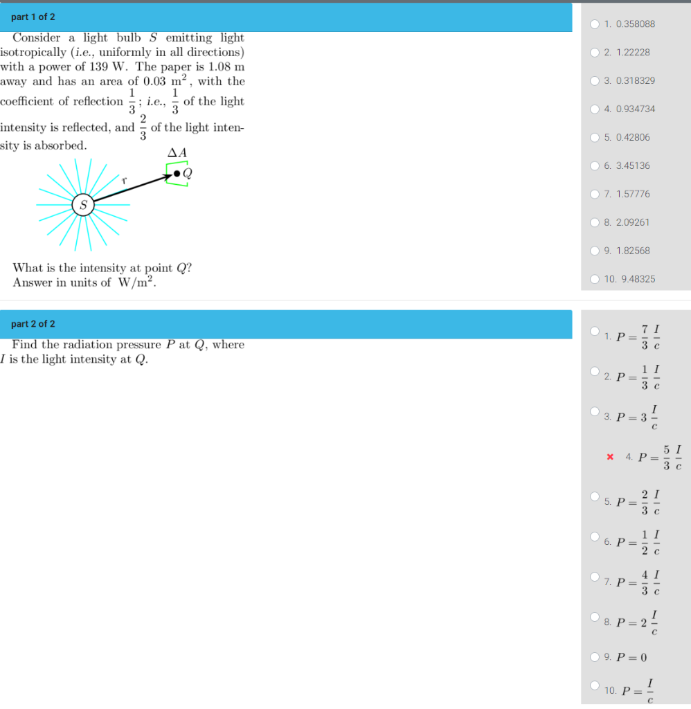 Solved 1. 0.358088 2. 1.22228 part 1 of 2 Consider a light | Chegg.com