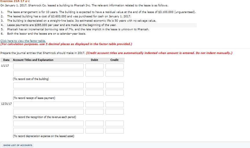 Solved Exercise 21A-17 a-c On January 1, 2017, Shamrock Co. | Chegg.com